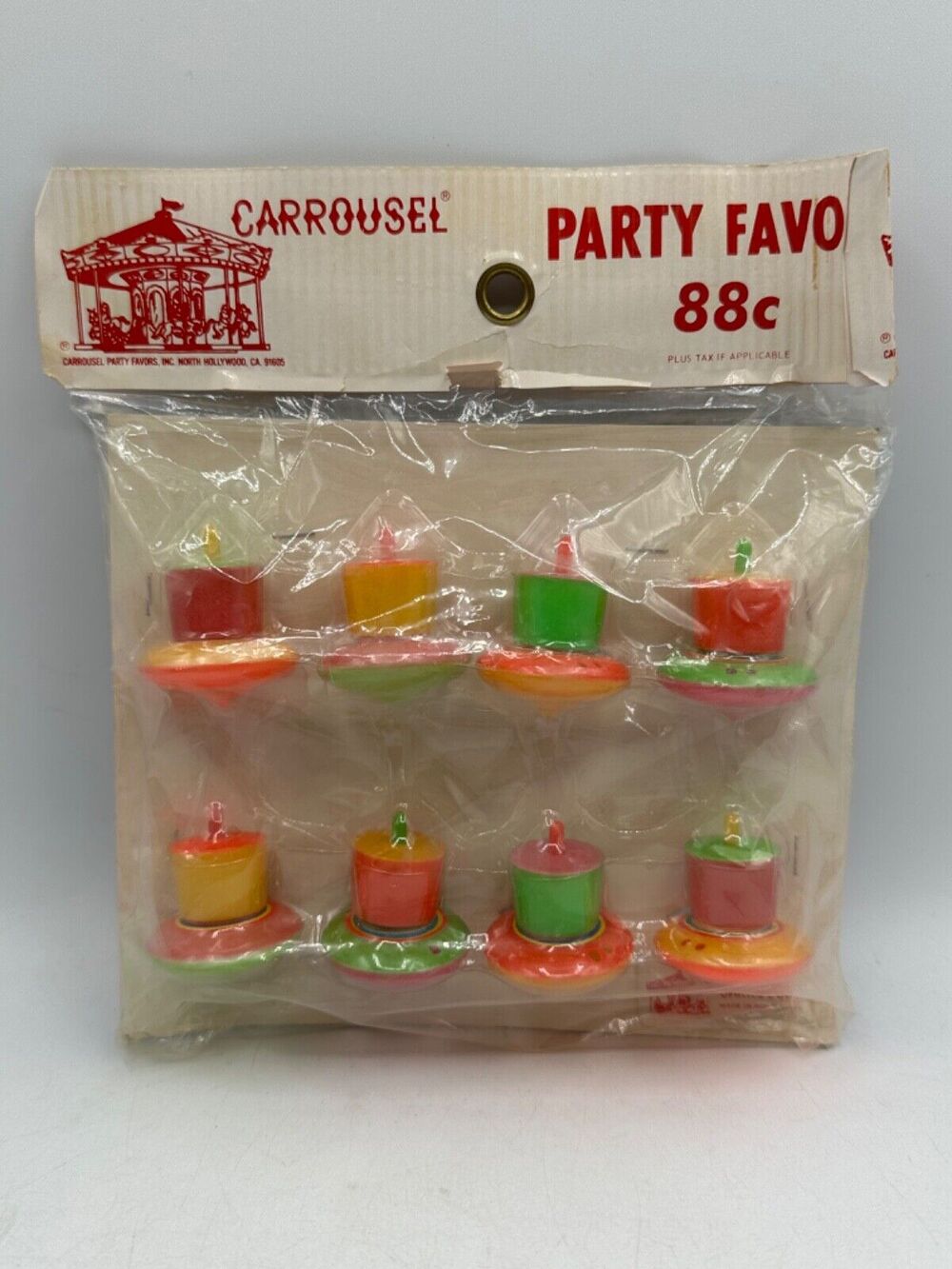Vtg Carrousel 70s Party Favors Tops Top Toys Colorful Sealed Rare